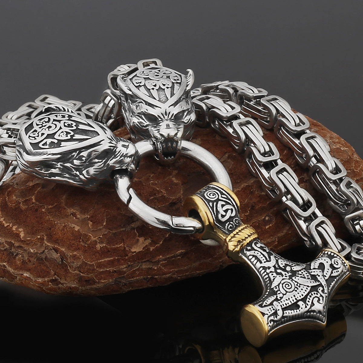 Strong Silver Viking Warrior Pendant Necklace