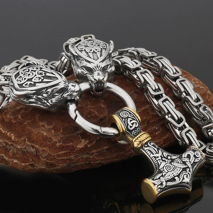 Strong Silver Viking Warrior Pendant Necklace