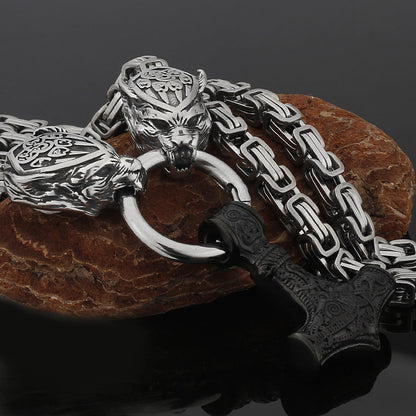 Strong Silver Viking Warrior Pendant Necklace