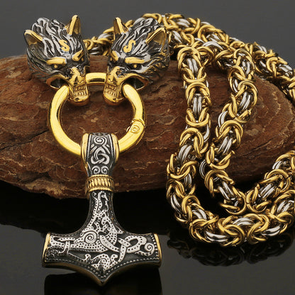 Strong Silver Viking Warrior Pendant Necklace
