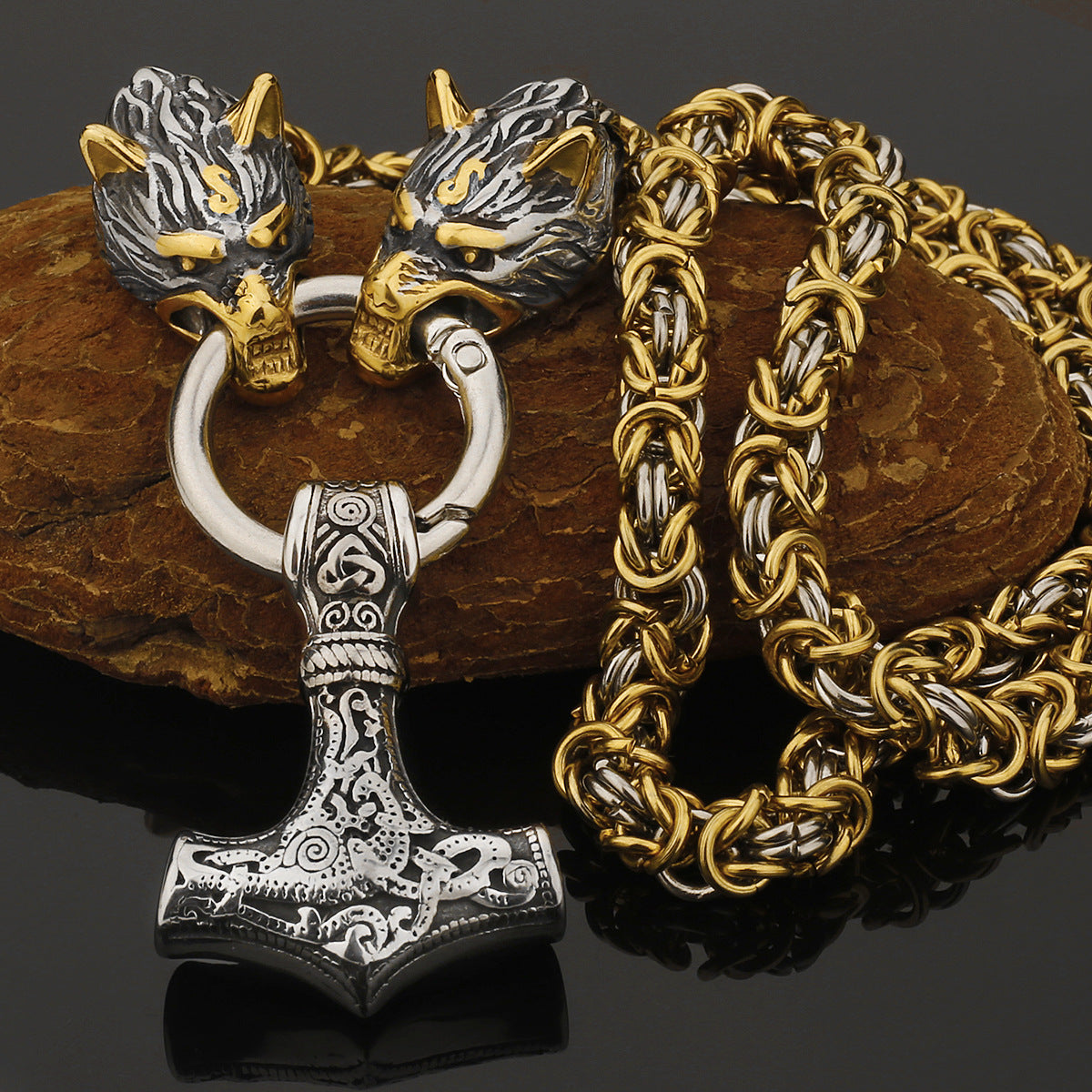 Strong Silver Viking Warrior Pendant Necklace