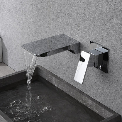 Luxury Copper Waterfall Faucet Black Sink