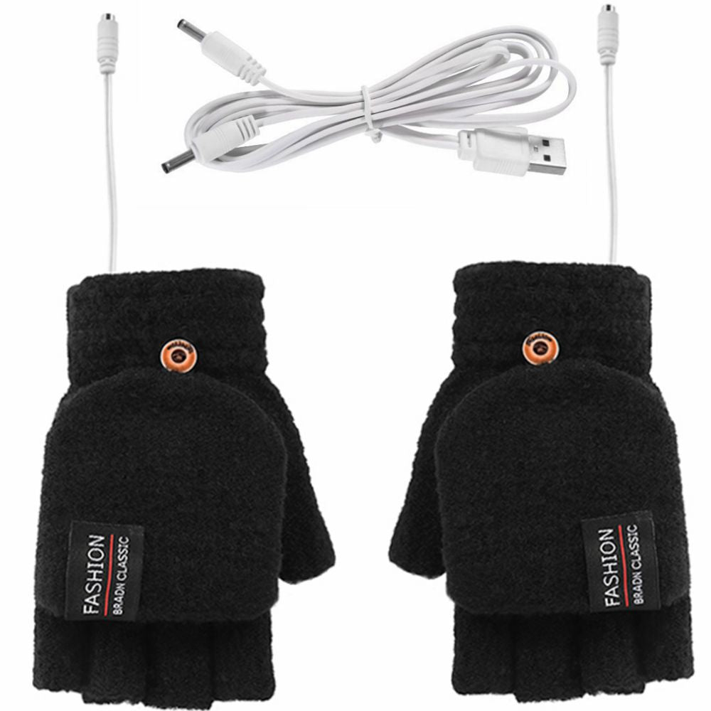 Warm Touch Heated Half Finger Gloves Gray