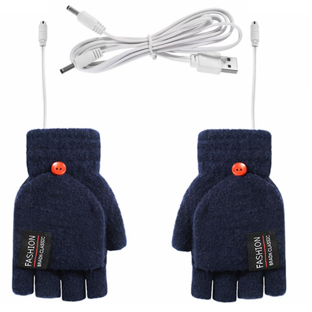Warm Touch Heated Half Finger Gloves Gray
