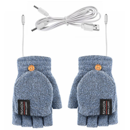 Warm Touch Heated Half Finger Gloves Gray