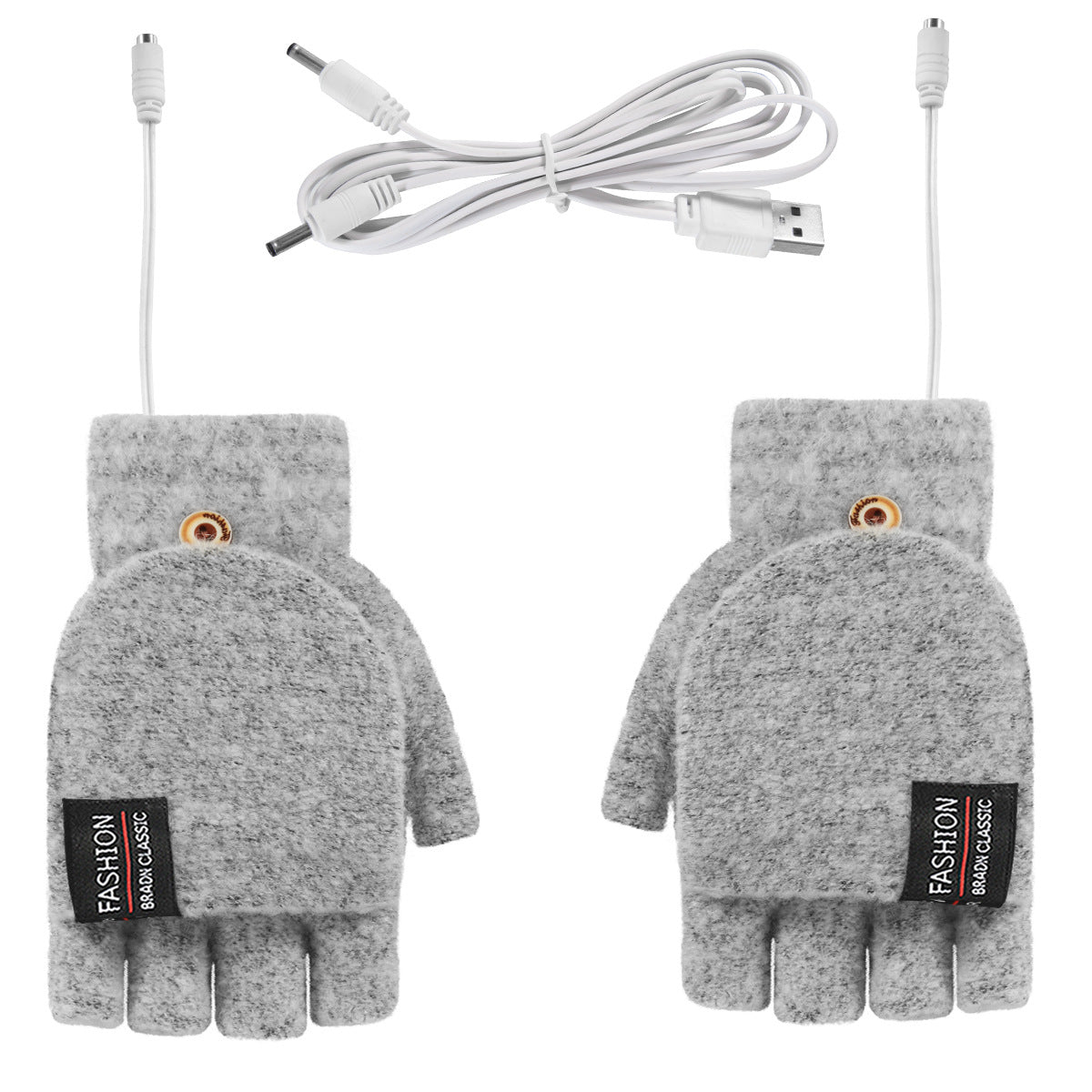 Warm Touch Heated Half Finger Gloves Gray