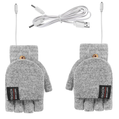 Warm Touch Heated Half Finger Gloves Gray