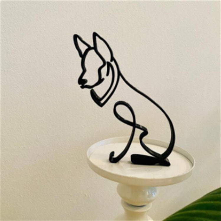 Rustic Iron Puppy Figurine Decor for Home