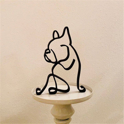 Rustic Iron Puppy Figurine Decor for Home