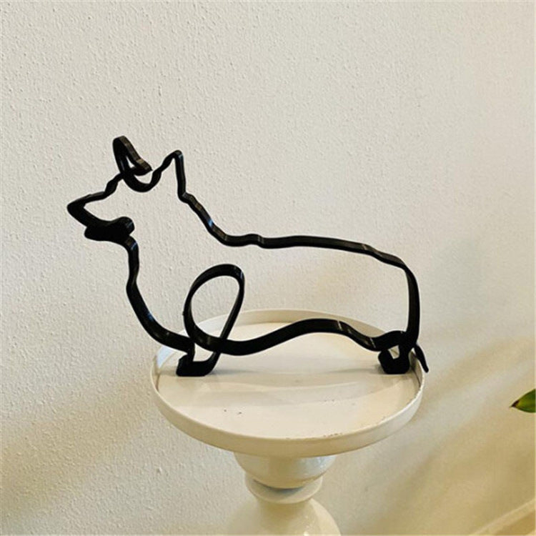 Rustic Iron Puppy Figurine Decor for Home