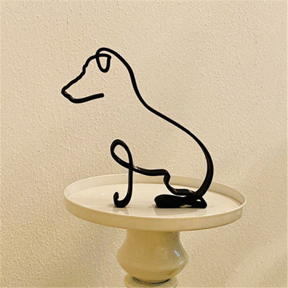 Rustic Iron Puppy Figurine Decor for Home