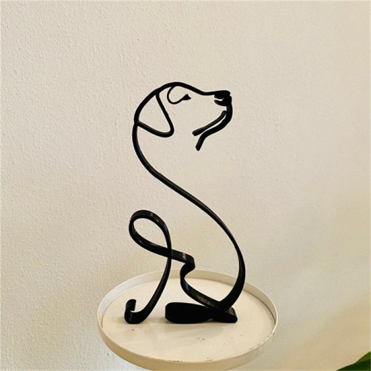 Rustic Iron Puppy Figurine Decor for Home