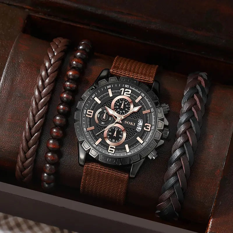Stylish Leather Watch Set