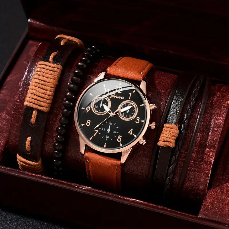 Stylish Leather Watch Set