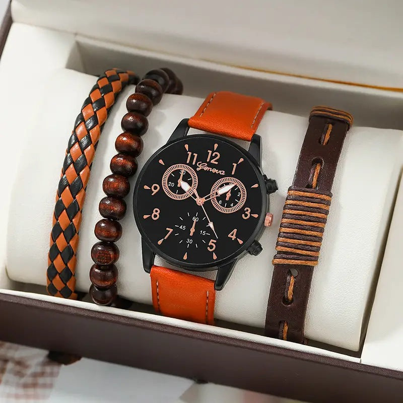 Stylish Leather Watch Set