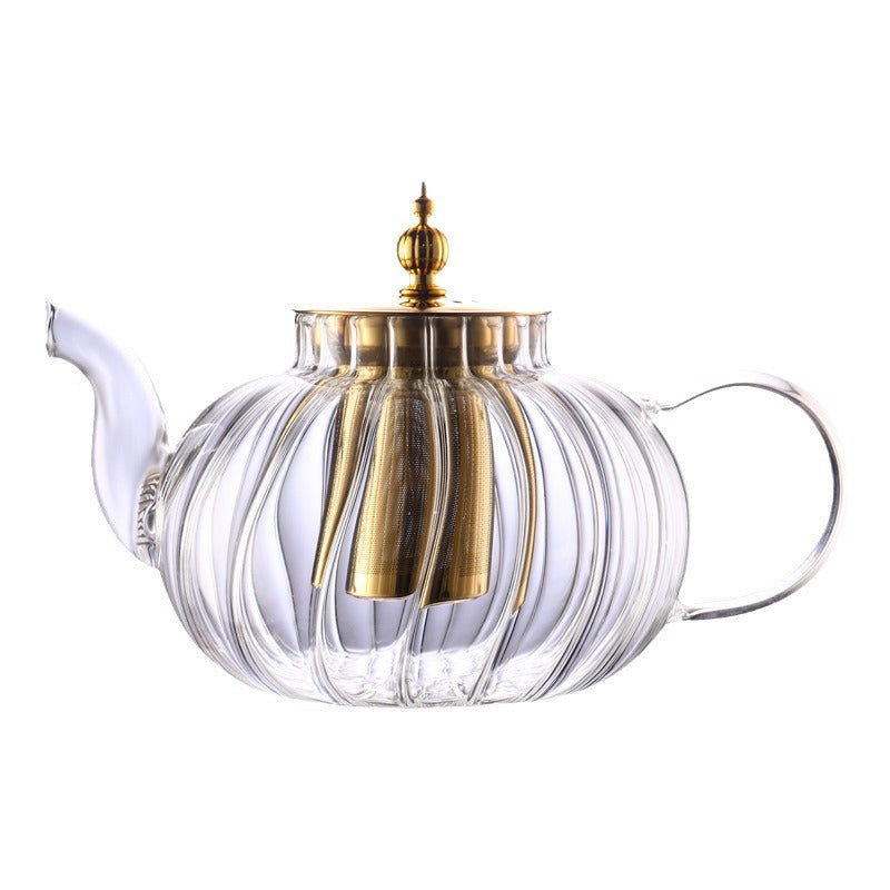 Large 1250ml Glass Striped Teapot for Home and Office - Fesara