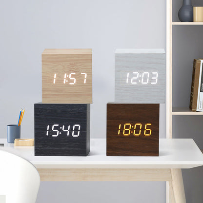 Compact Square LED Clock Thermometer