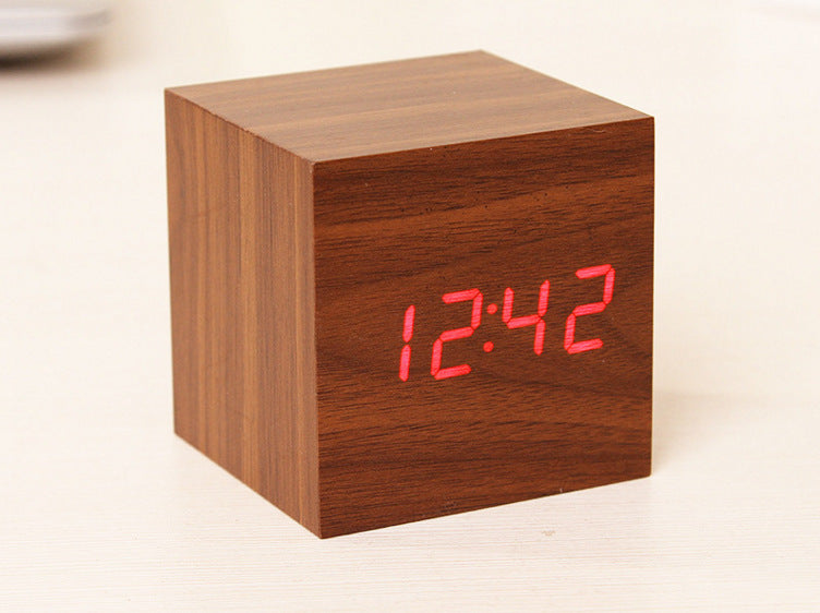 Compact Square LED Clock Thermometer
