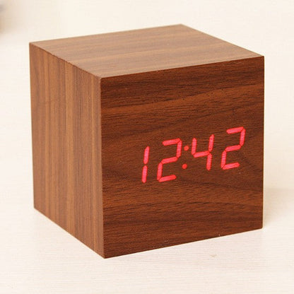 Compact Square LED Clock Thermometer