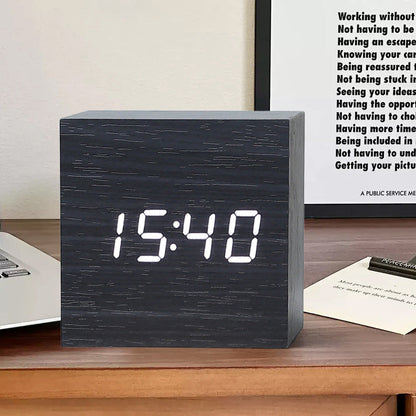 Compact Square LED Clock Thermometer