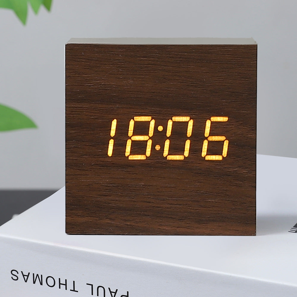 Compact Square LED Clock Thermometer