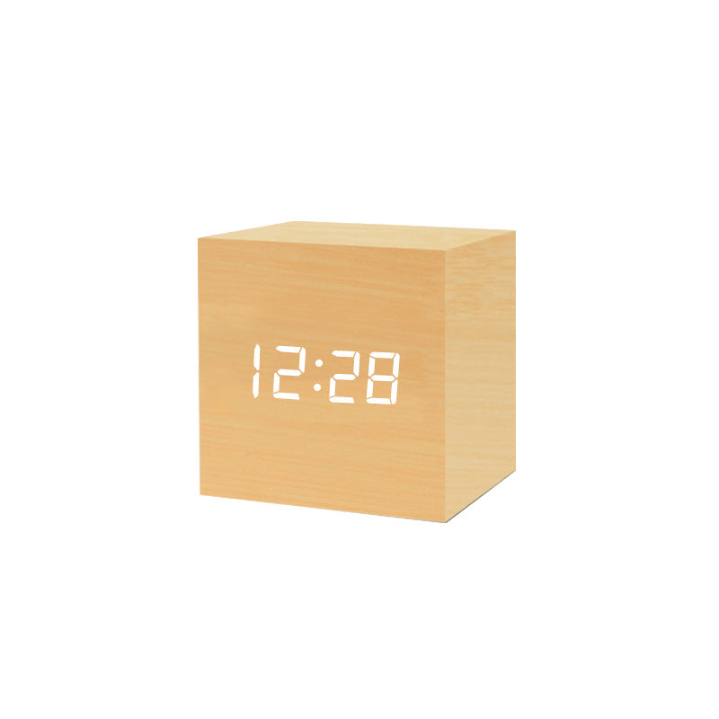 Compact Square LED Clock Thermometer