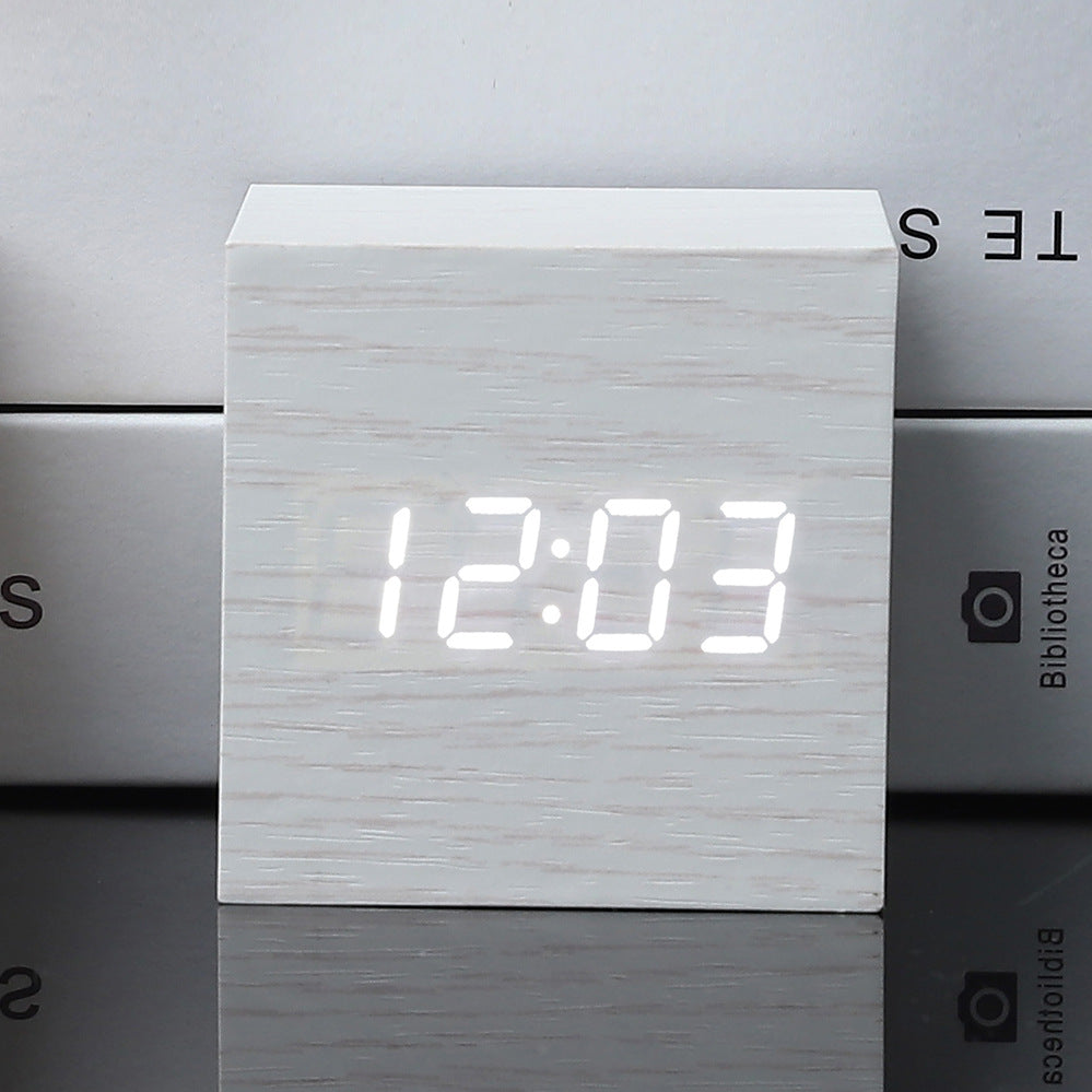 Compact Square LED Clock Thermometer
