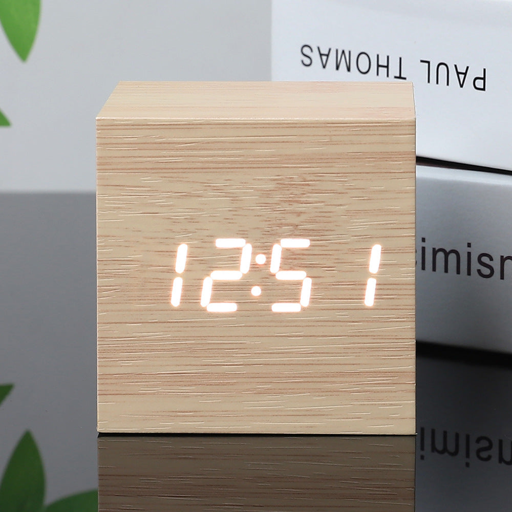 Compact Square LED Clock Thermometer