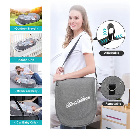 Portable Baby Travel Bed with Net and Carry Bag