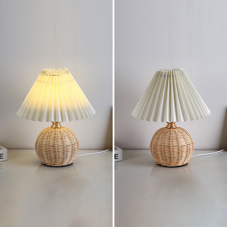 Natural Woven Shade Modern LED Desk Lamp
