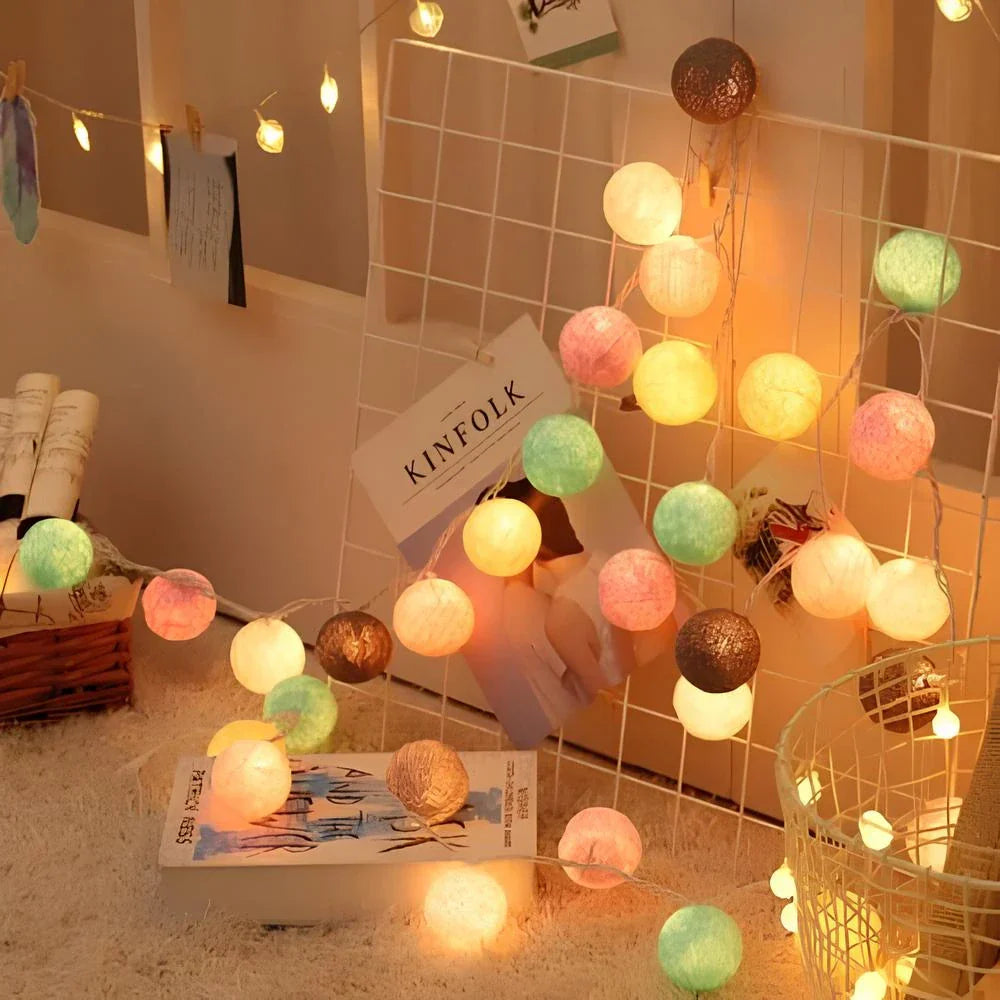 Fluffy White Cotton String Decor - Fesara