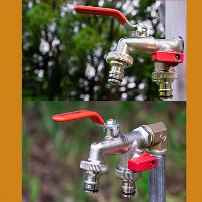 Heavy Duty 2-Handle Outdoor Faucet with Dual Outlets