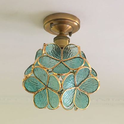 Vintage Floral Glass Pendant Light