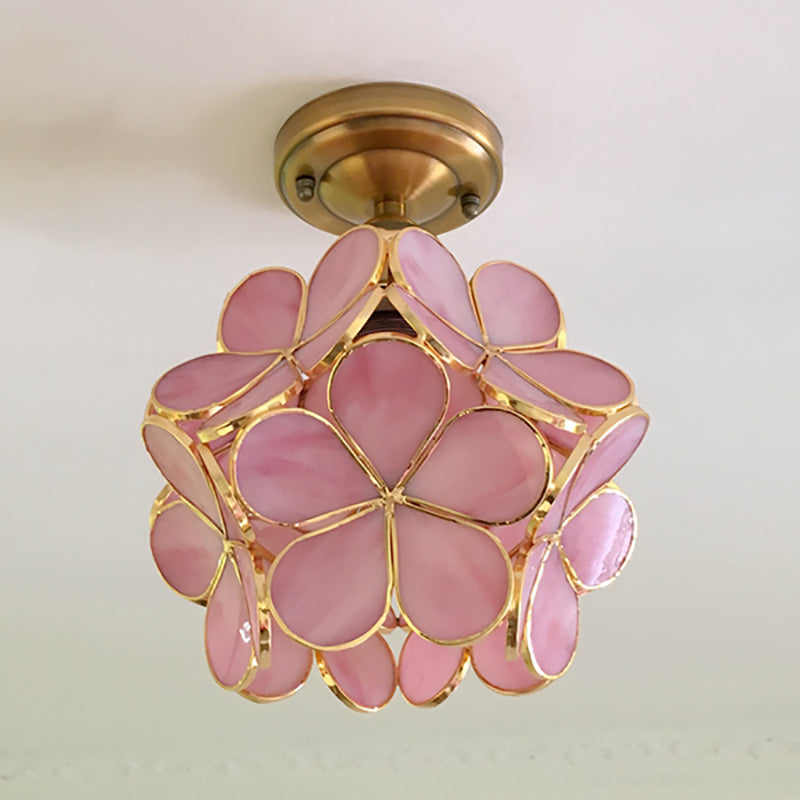 Vintage Floral Glass Pendant Light