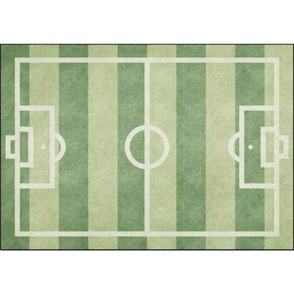Fun Green Soccer Rug for Kids Playroom Decor
