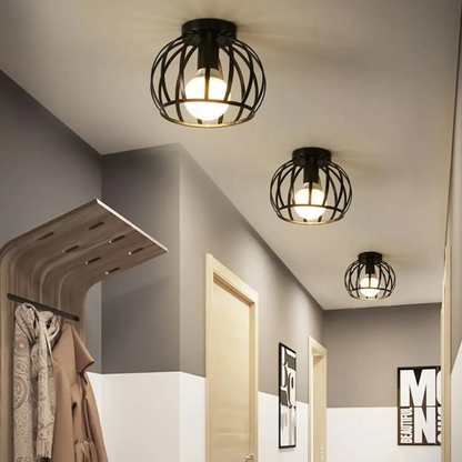 Edgy Metal Ceiling Light with Open Frame Design