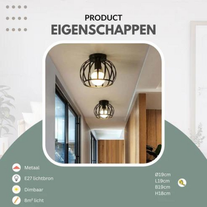 Edgy Metal Ceiling Light with Open Frame Design