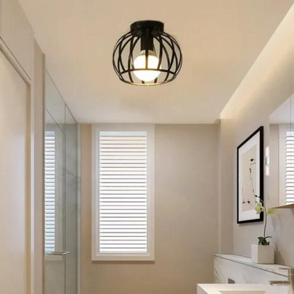 Edgy Metal Ceiling Light with Open Frame Design