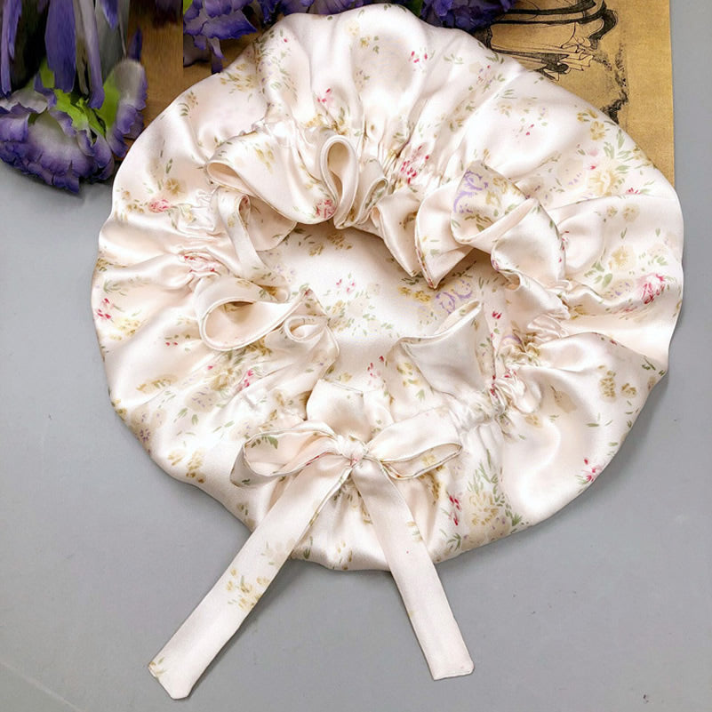 Soft Silk Sleep Cap with Satin Ribbon