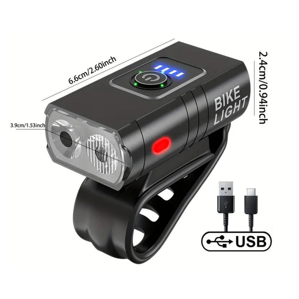Bright USB Bike Light Set - Waterproof Front & Rear