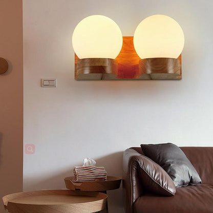 Rustic Wood Pendant Globe Lamp