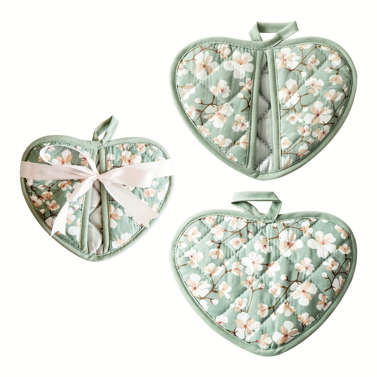 Heat Resistant Oven Mitts with Cute Heart Grip Pads