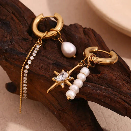 Luxurious Pearl and Diamond Drop Hoop Earrings