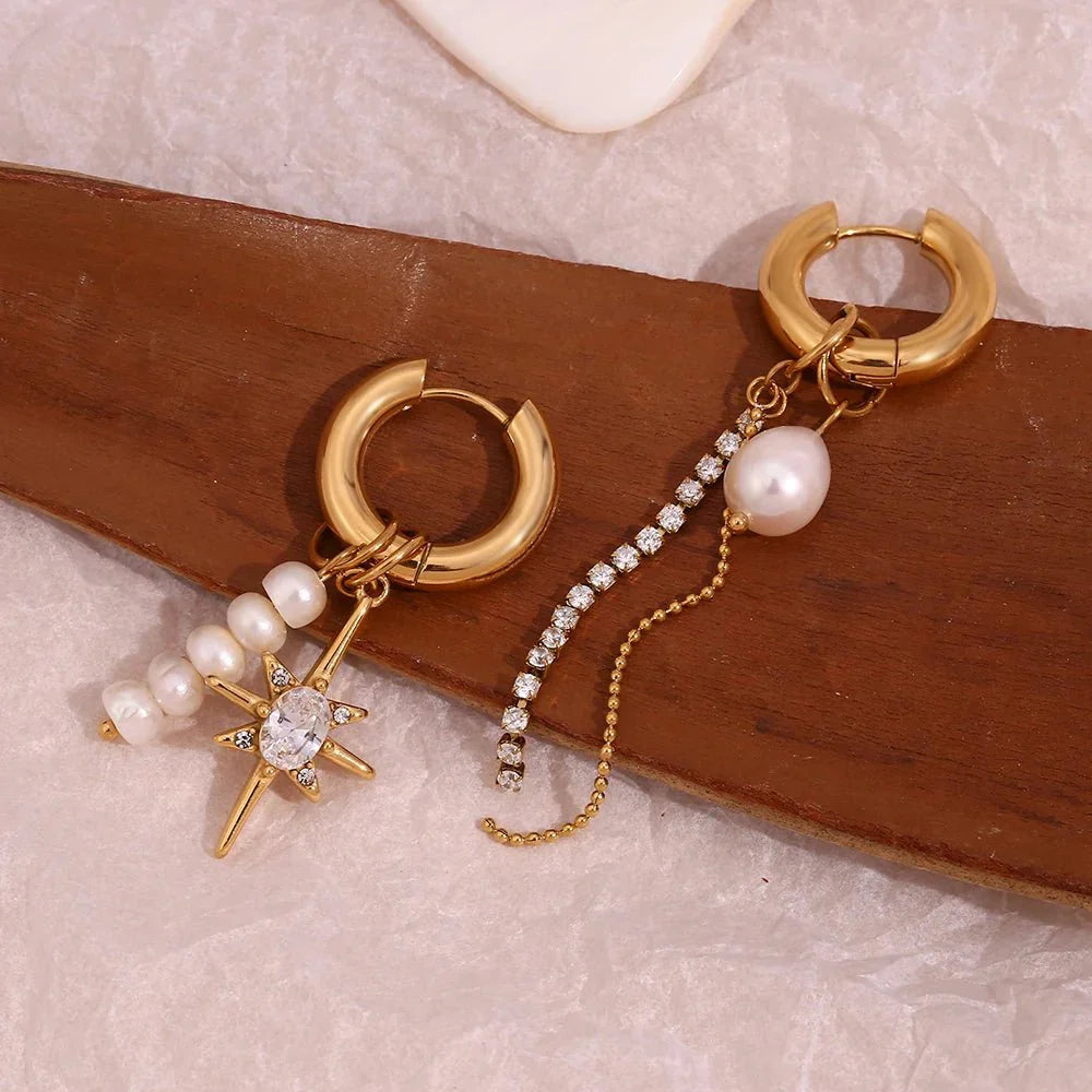Luxurious Pearl and Diamond Drop Hoop Earrings