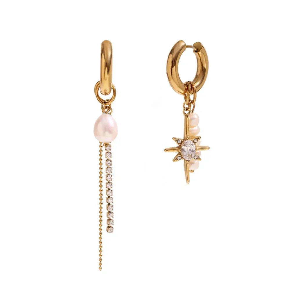 Luxurious Pearl and Diamond Drop Hoop Earrings