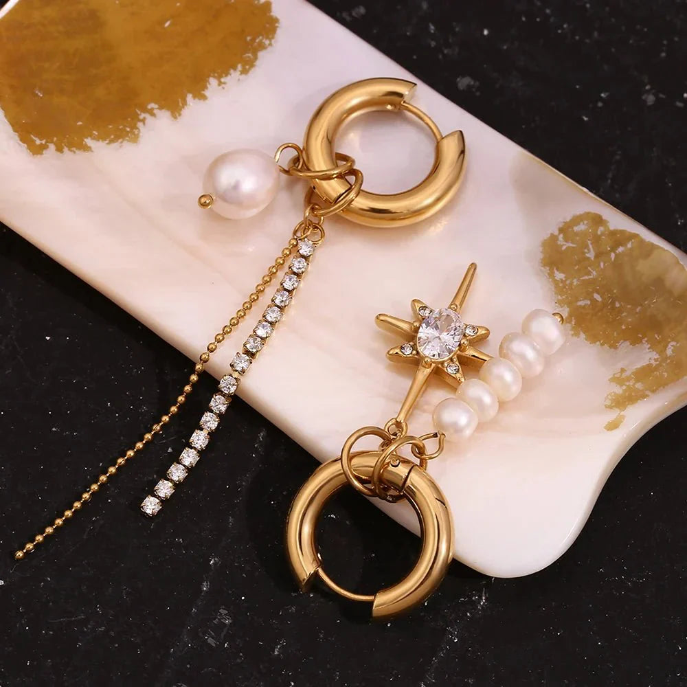 Luxurious Pearl and Diamond Drop Hoop Earrings