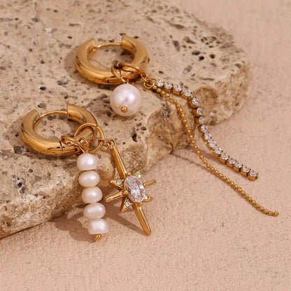 Luxurious Pearl and Diamond Drop Hoop Earrings