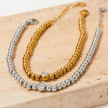 Luxury 18k Diamond Bead Necklace and Bracelet Set