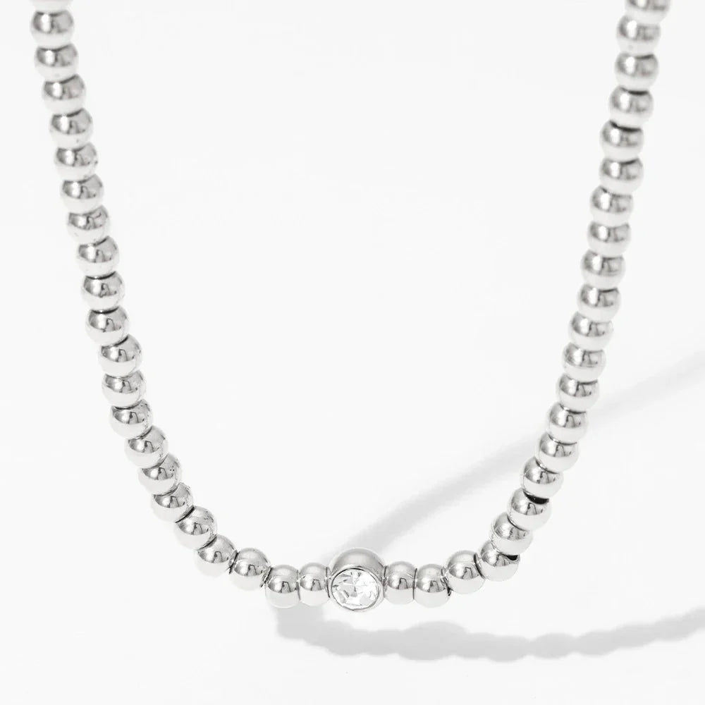 Luxury 18k Diamond Bead Necklace and Bracelet Set