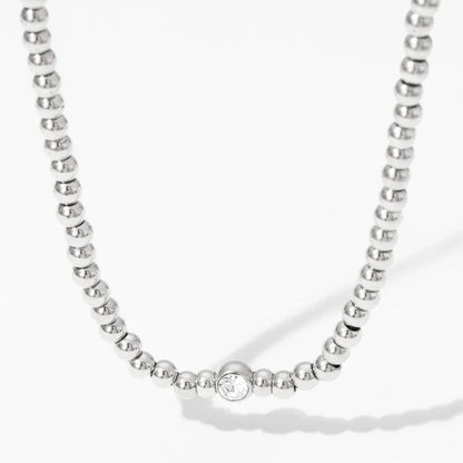 Luxury 18k Diamond Bead Necklace and Bracelet Set